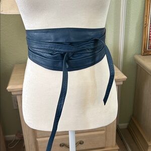 Blue Leather Wrap Belt